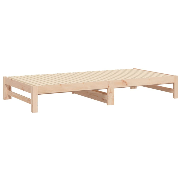 Slaapbank uitschuifbaar massief grenenhout 2x(90x200) cm