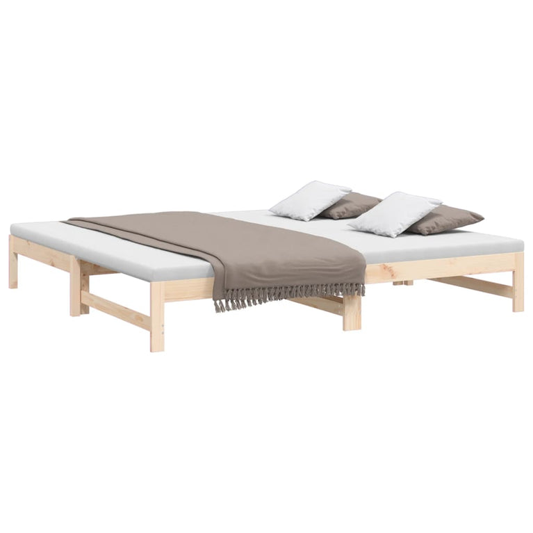 Slaapbank uitschuifbaar 2x(80x200) cm massief grenenhout