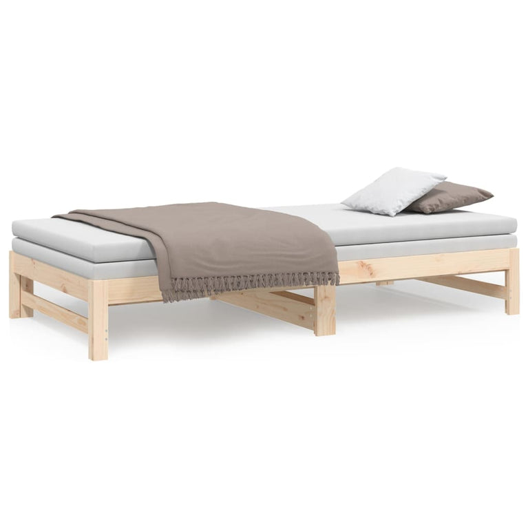 Slaapbank uitschuifbaar 2x(80x200) cm massief grenenhout