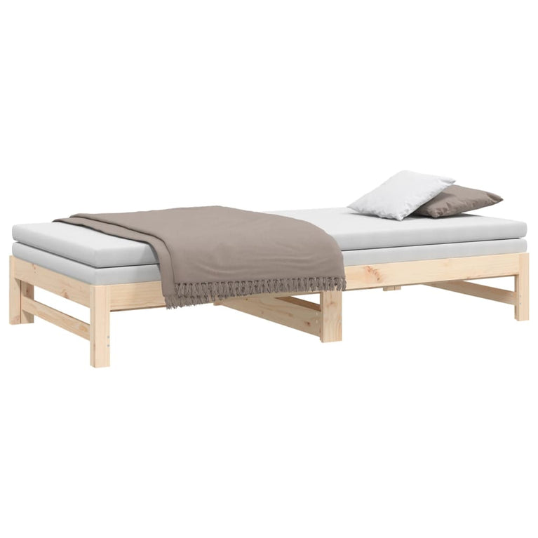 Slaapbank uitschuifbaar 2x(80x200) cm massief grenenhout