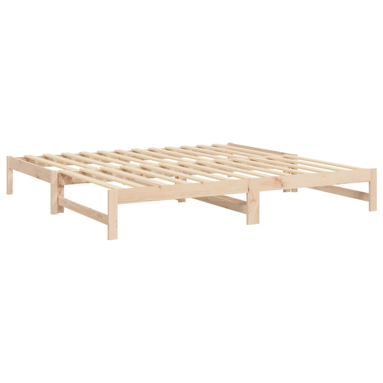 Slaapbank uitschuifbaar 2x(80x200) cm massief grenenhout