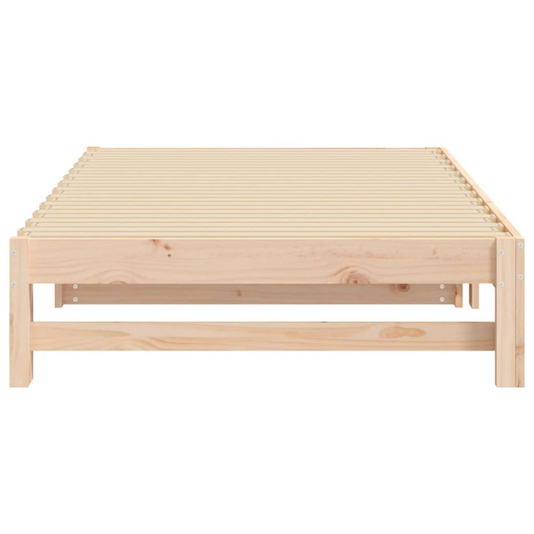 Slaapbank uitschuifbaar 2x(80x200) cm massief grenenhout