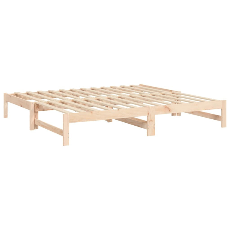 Slaapbank uitschuifbaar massief grenenhout 2x(75x190) cm