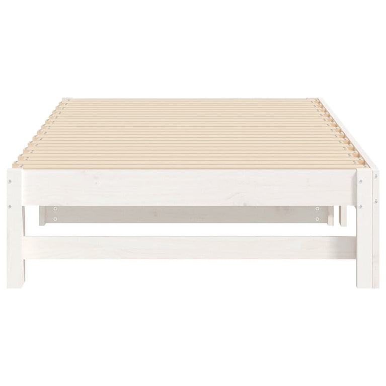 Slaapbank uitschuifbaar massief grenenhout wit 2x(75x190) cm