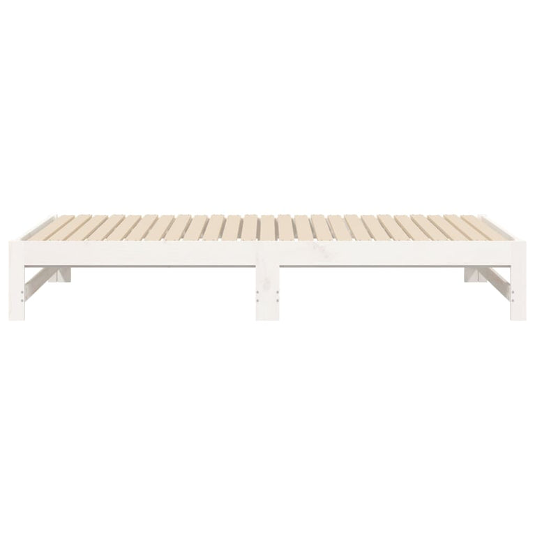 Slaapbank uitschuifbaar massief grenenhout wit 2x(75x190) cm