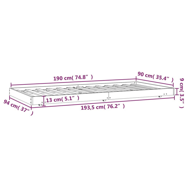 Bedframe 90x190 cm massief grenenhout honingbruin