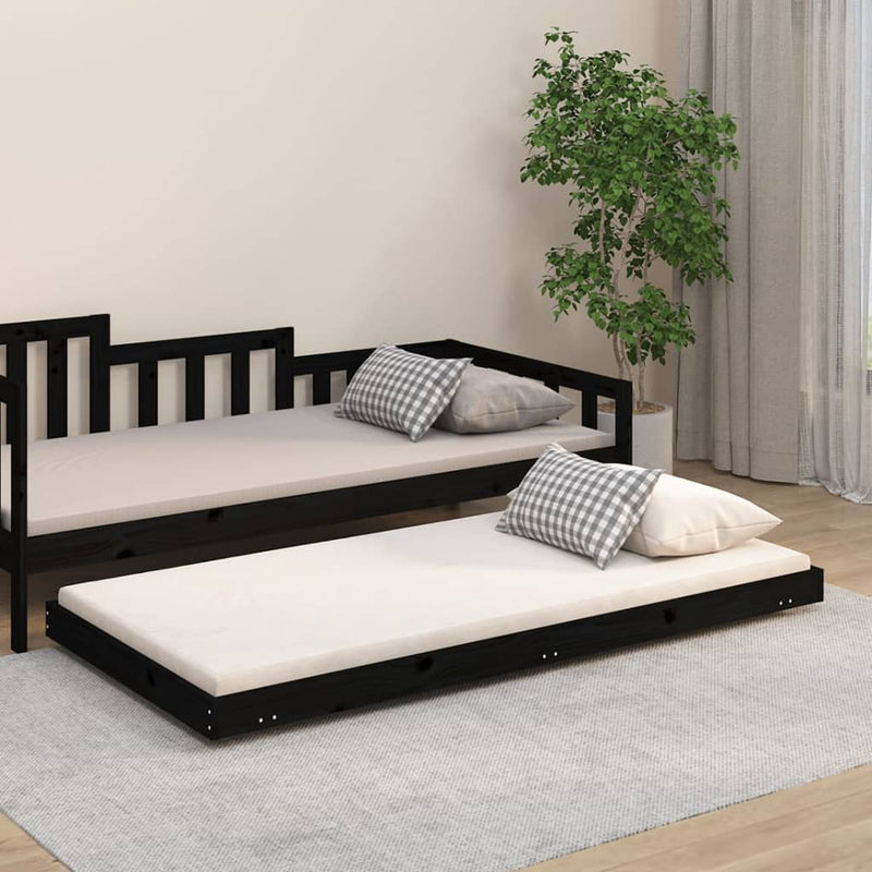 Bedframe 90x190 cm massief grenenhout zwart