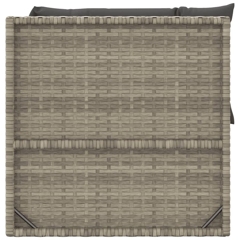 2-delige Loungeset met kussens poly rattan grijs