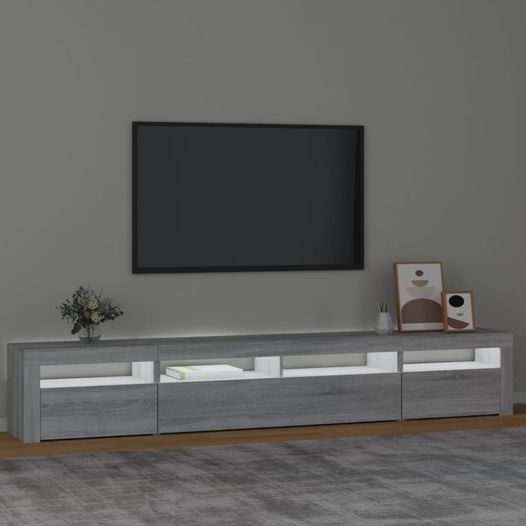 Tv-meubel met LED-verlichting 240x35x40 cm grijs sonoma eiken