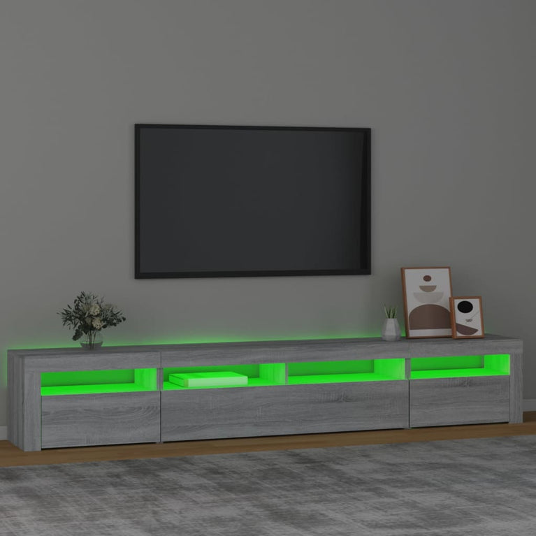 Tv-meubel met LED-verlichting 240x35x40 cm grijs sonoma eiken