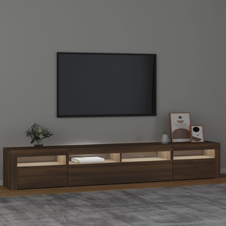 Tv-meubel met LED-verlichting 240x35x40 cm bruin eikenkleur