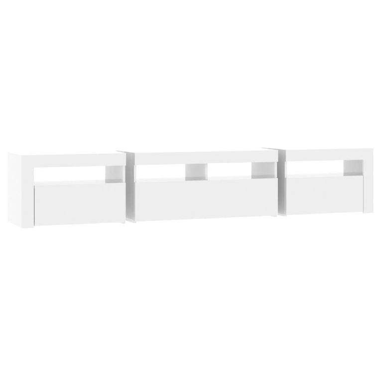 Tv-meubel met LED-verlichting 210x35x40 cm hoogglans wit