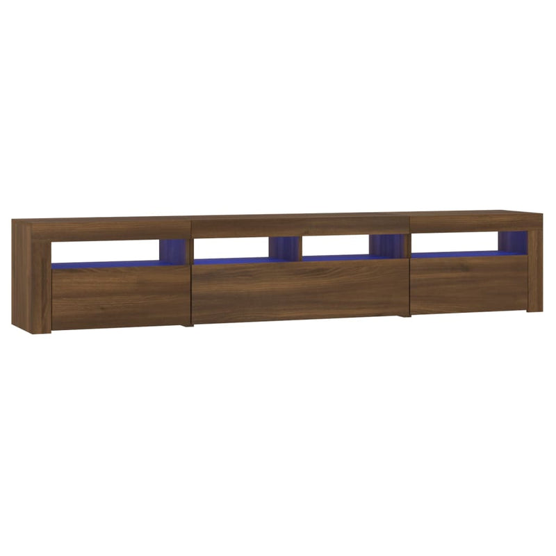 Tv-meubel met LED-verlichting 210x35x40 cm bruin eikenkleur