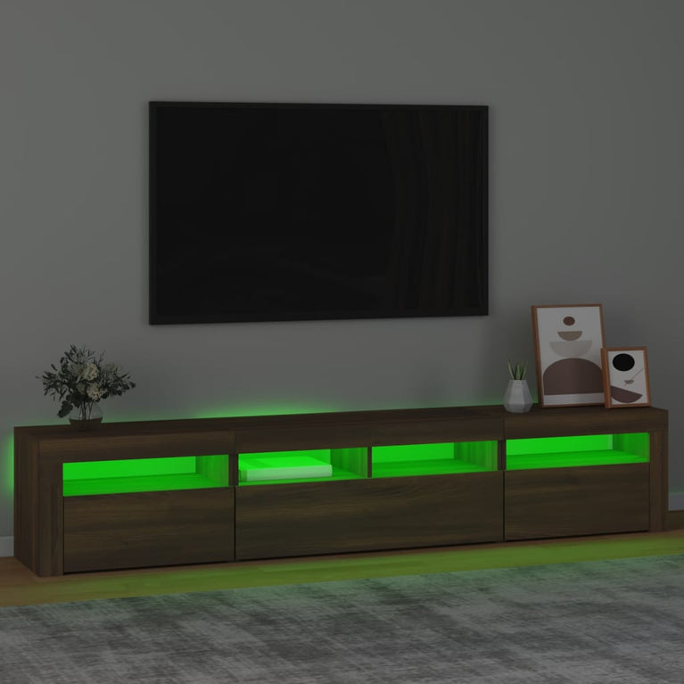 Tv-meubel met LED-verlichting 210x35x40 cm bruin eikenkleur