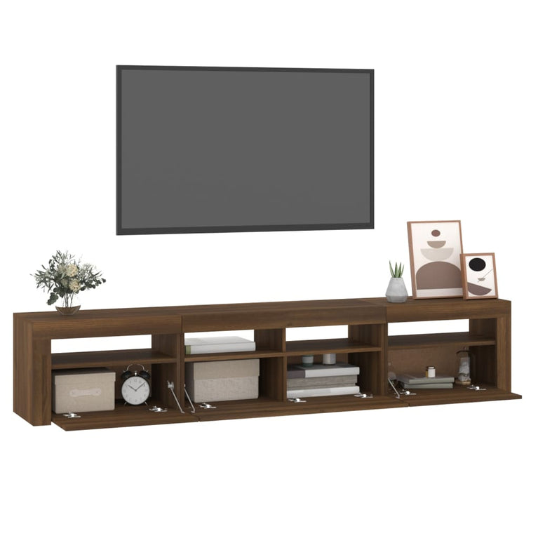 Tv-meubel met LED-verlichting 210x35x40 cm bruin eikenkleur