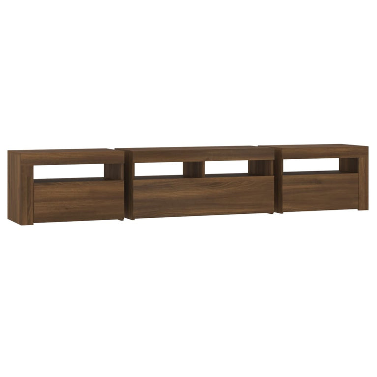 Tv-meubel met LED-verlichting 210x35x40 cm bruin eikenkleur