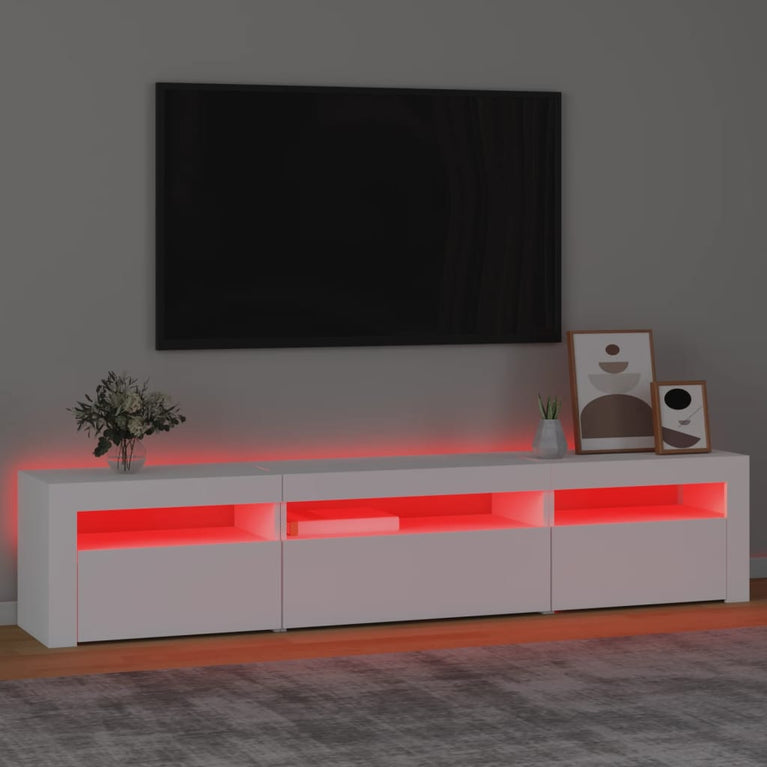 Tv-meubel met LED-verlichting 195x35x40 cm wit