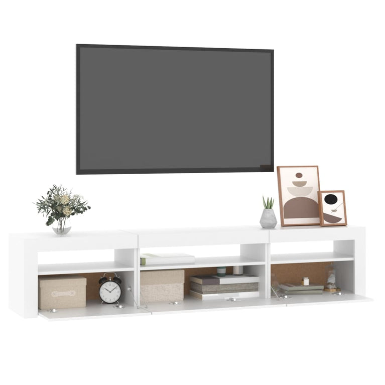 Tv-meubel met LED-verlichting 195x35x40 cm wit