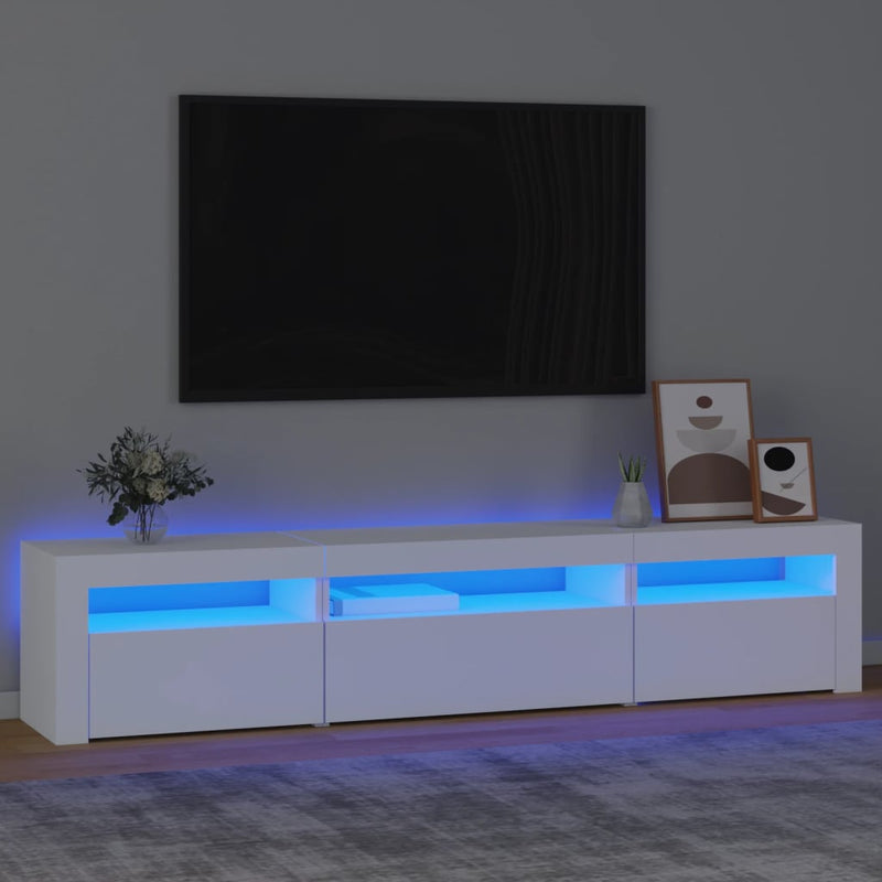 Tv-meubel met LED-verlichting 195x35x40 cm wit