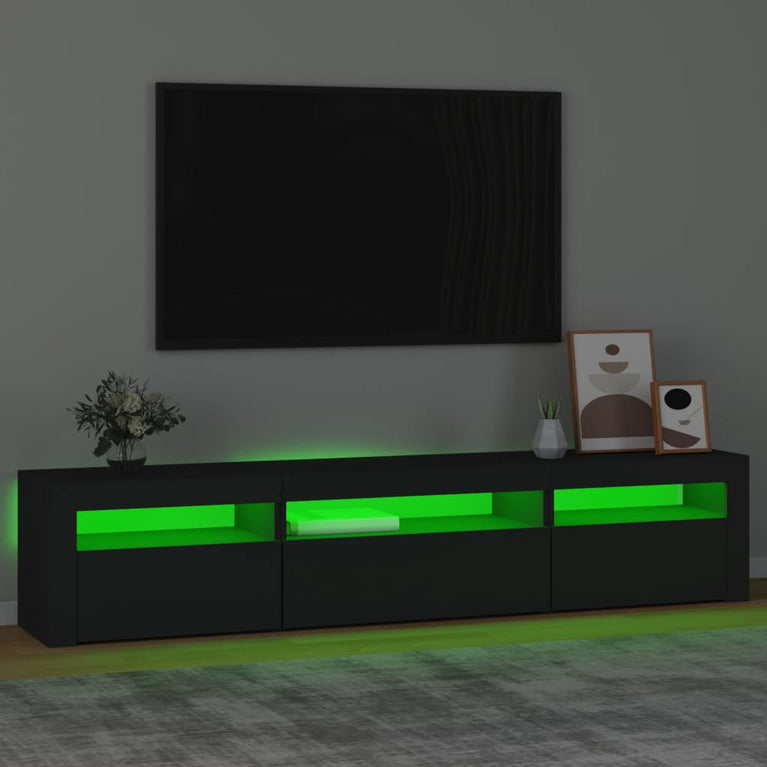 Tv-meubel met LED-verlichting 195x35x40 cm zwart