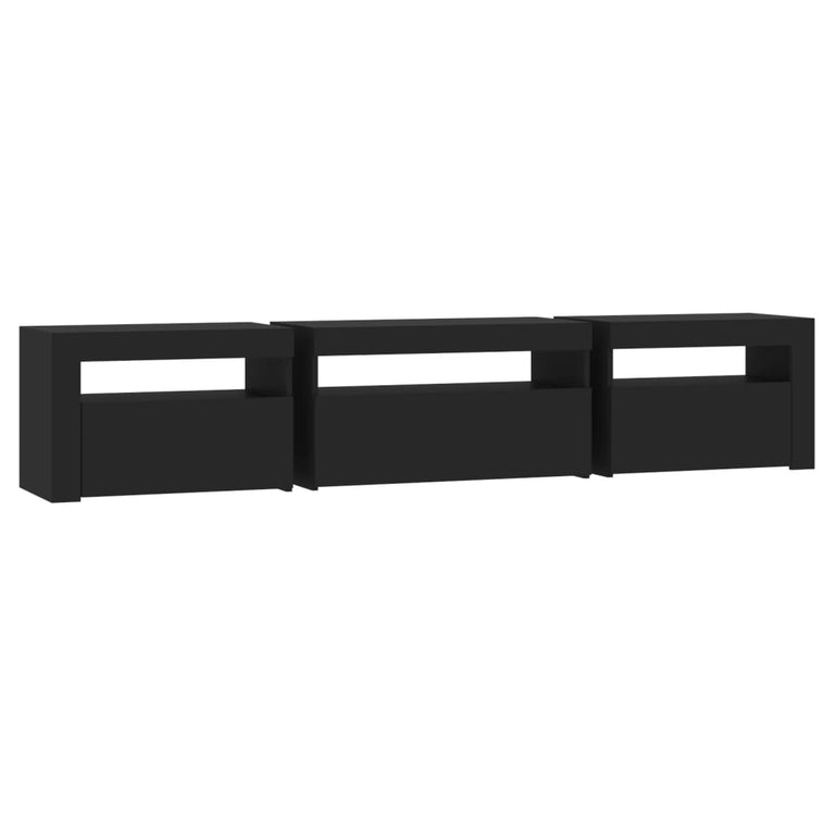 Tv-meubel met LED-verlichting 195x35x40 cm zwart