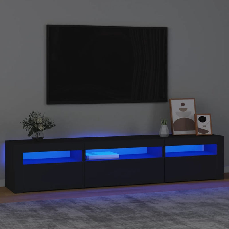Tv-meubel met LED-verlichting 195x35x40 cm zwart