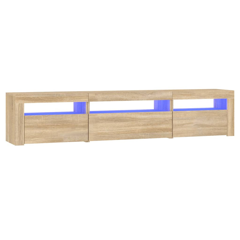 Tv-meubel met LED-verlichting 195x35x40 cm sonoma eikenkleurig