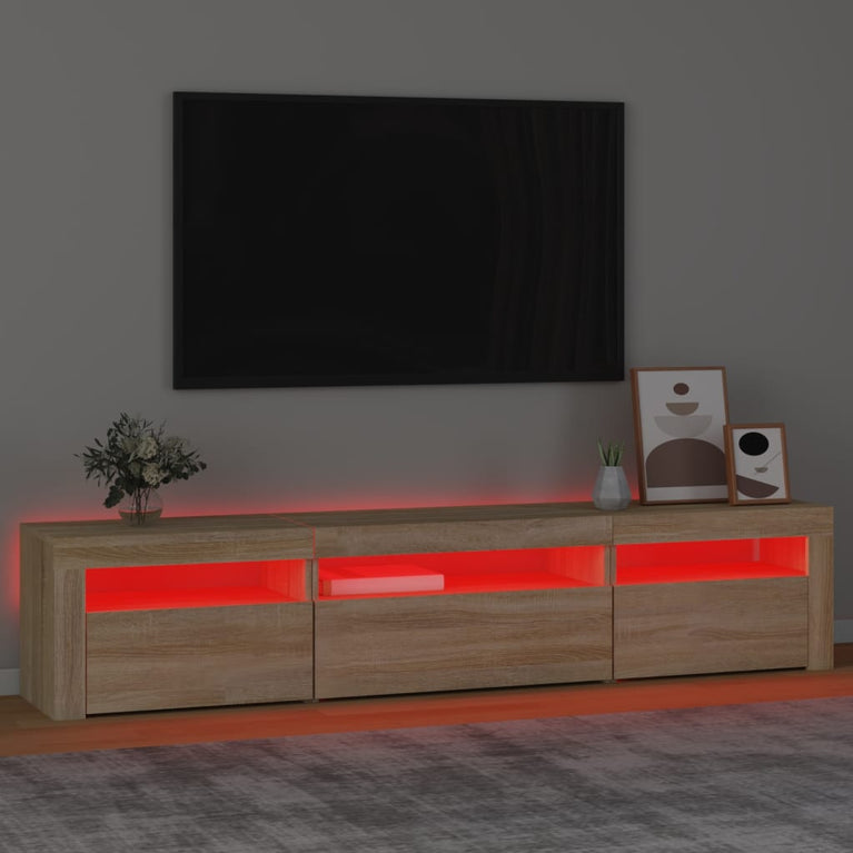 Tv-meubel met LED-verlichting 195x35x40 cm sonoma eikenkleurig