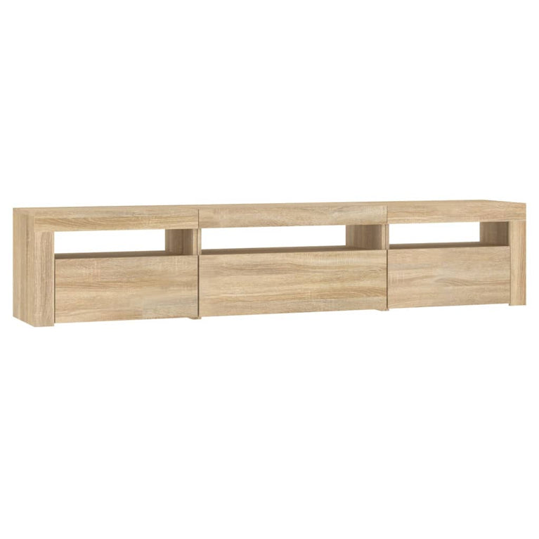 Tv-meubel met LED-verlichting 195x35x40 cm sonoma eikenkleurig