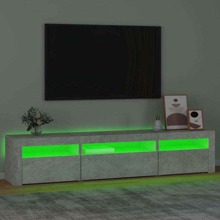 Tv-meubel met LED-verlichting 195x35x40 cm betongrijs
