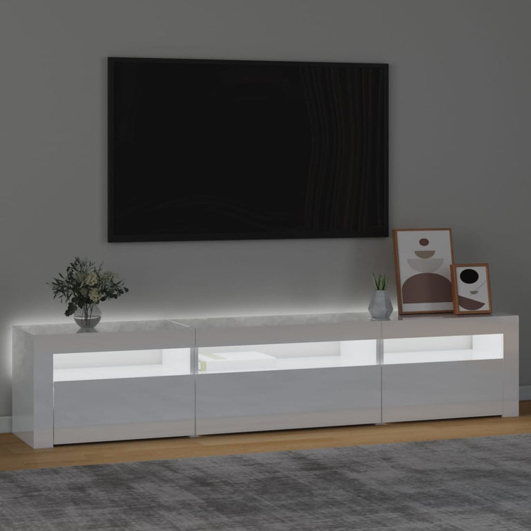 Tv-meubel met LED-verlichting 195x35x40 cm hoogglans wit