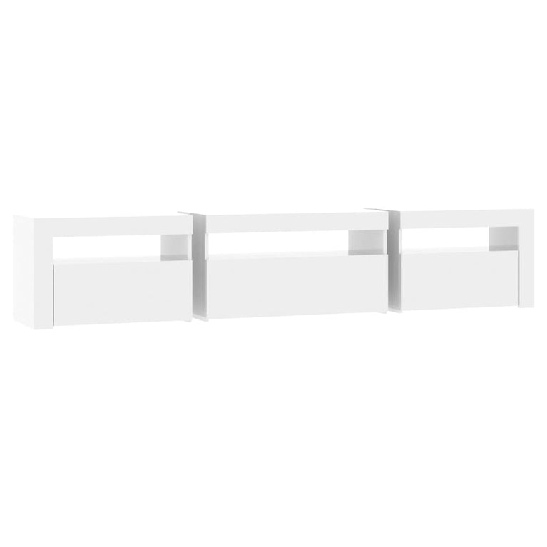 Tv-meubel met LED-verlichting 195x35x40 cm hoogglans wit