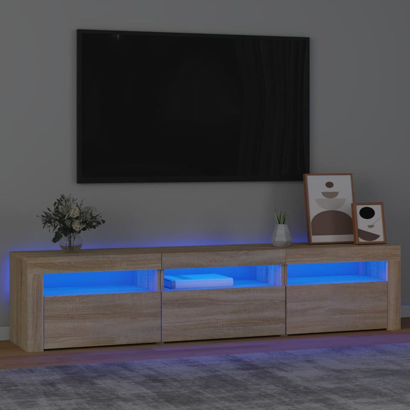 Tv-meubel met LED-verlichting 180x35x40 cm sonoma eikenkleurig