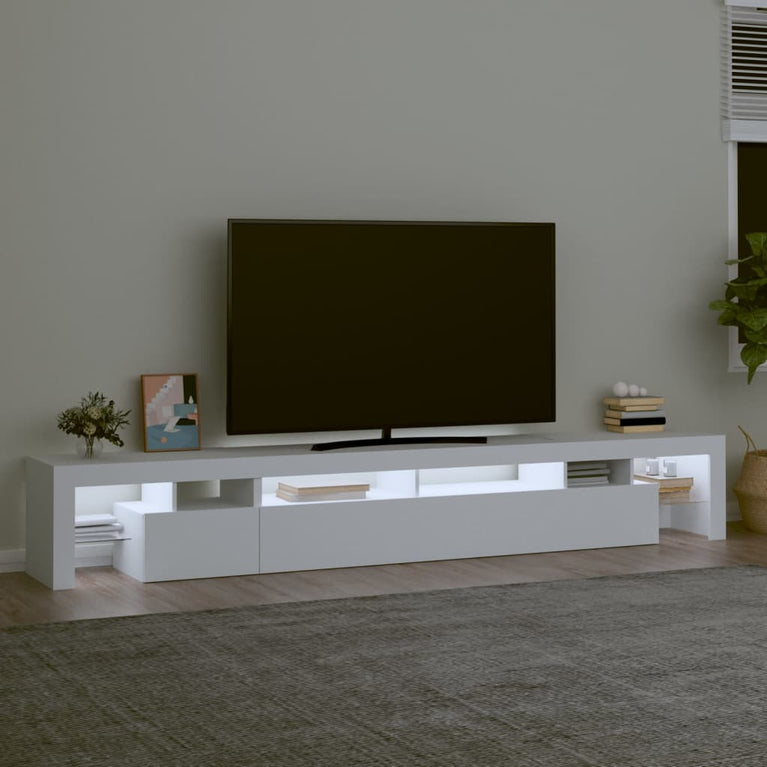 Tv-meubel met LED-verlichting 260x36,5x40 cm wit