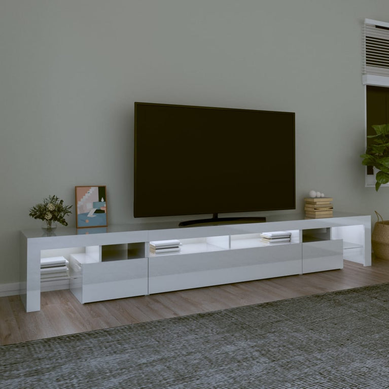 Tv-meubel met LED-verlichting 260x36,5x40 cm hoogglans wit
