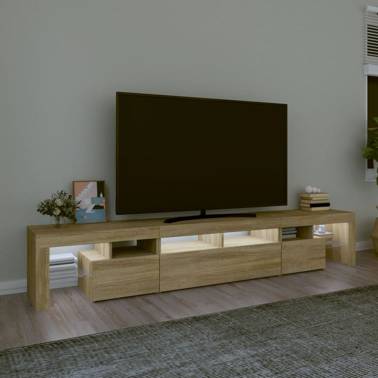Tv-meubel met LED-verlichting 230x36,5x40cm sonoma eikenkleurig