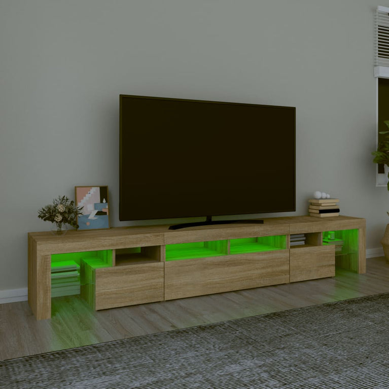 Tv-meubel met LED-verlichting 230x36,5x40cm sonoma eikenkleurig