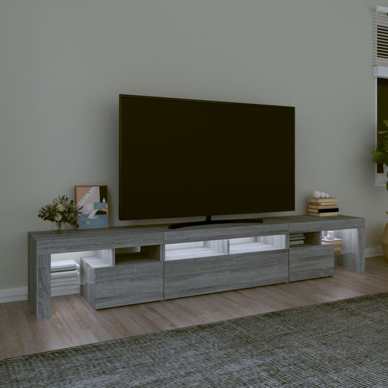 Tv-meubel met LED-verlichting 230x36,5x40 cm grijs sonoma eiken