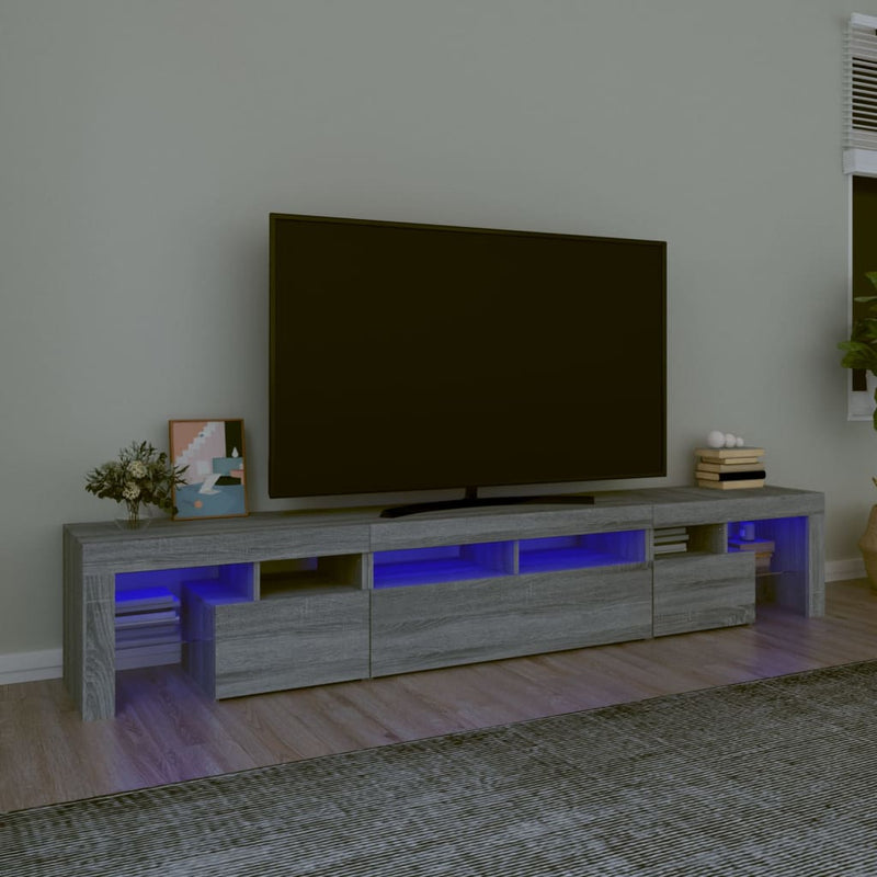 Tv-meubel met LED-verlichting 230x36,5x40 cm grijs sonoma eiken