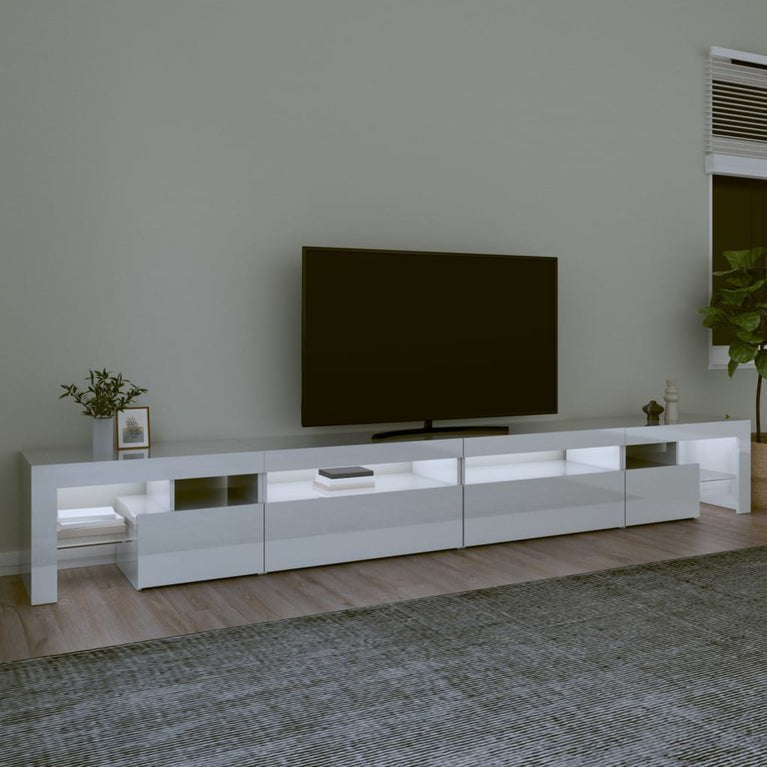 Tv-meubel met LED-verlichting 290x36,5x40 cm hoogglans wit