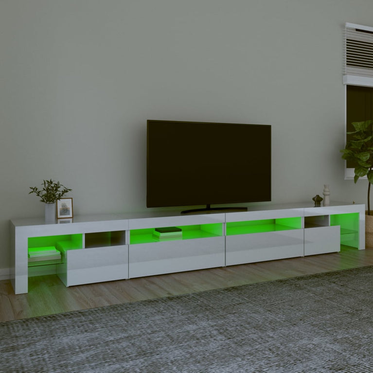 Tv-meubel met LED-verlichting 290x36,5x40 cm hoogglans wit