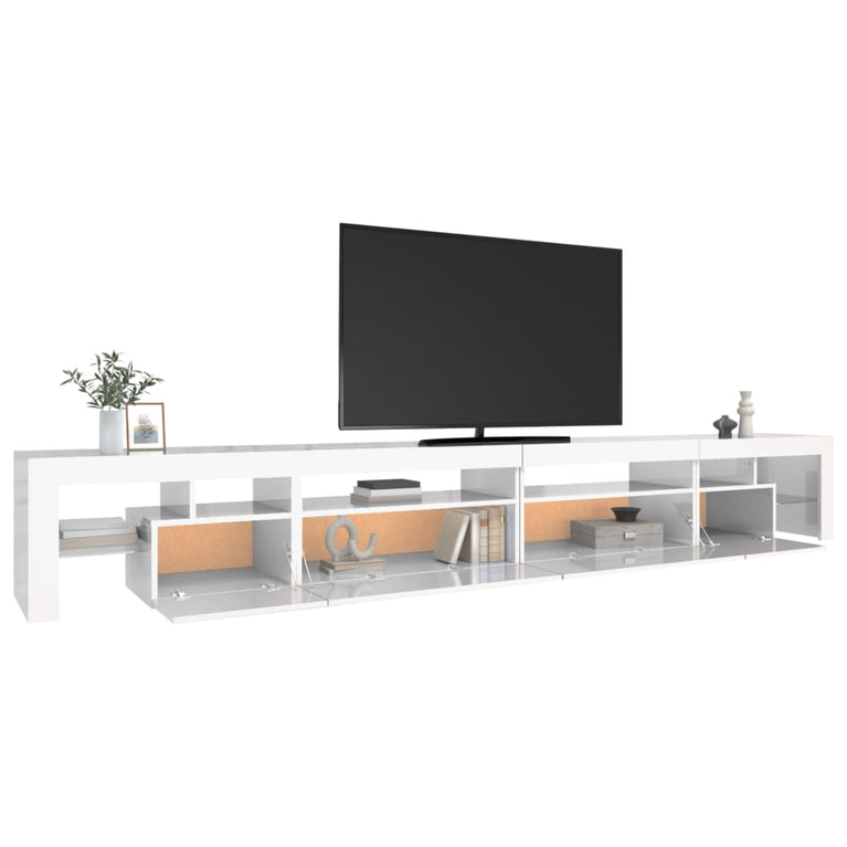 Tv-meubel met LED-verlichting 290x36,5x40 cm hoogglans wit