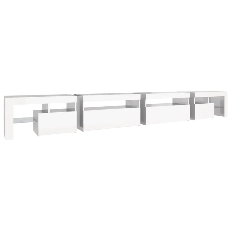 Tv-meubel met LED-verlichting 290x36,5x40 cm hoogglans wit