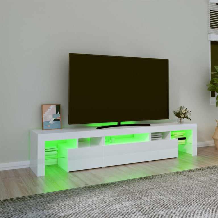 Tv-meubel met LED-verlichting 200x36,5x40 cm hoogglans wit
