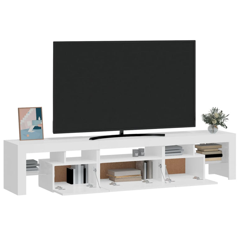 Tv-meubel met LED-verlichting 200x36,5x40 cm hoogglans wit