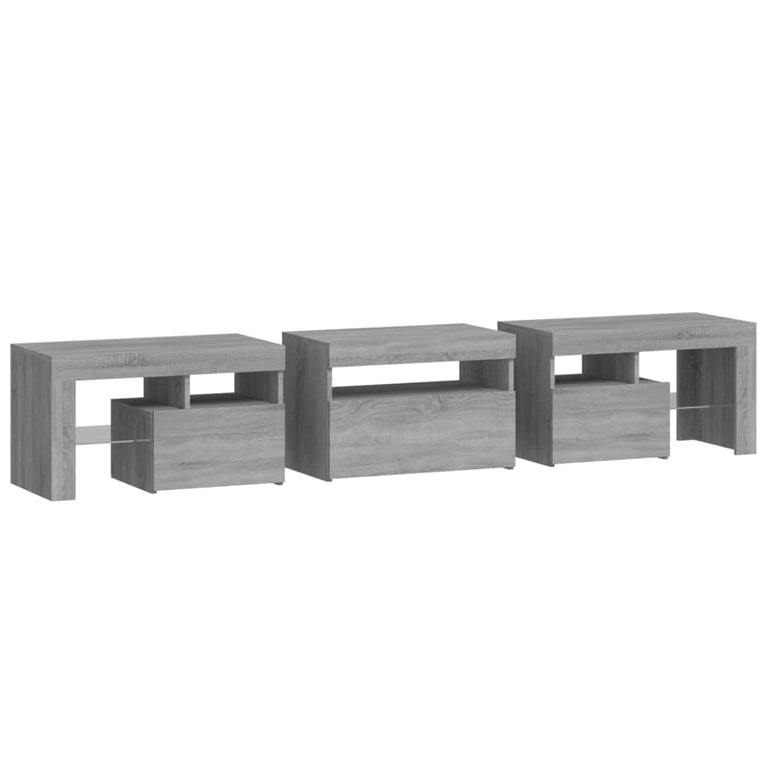 Tv-meubel met LED-verlichting 200x36,5x40 cm grijs sonoma eiken