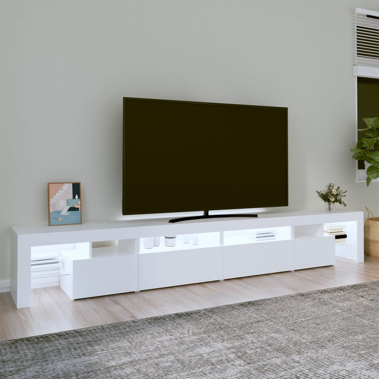 Tv-meubel met LED-verlichting 260x36,5x40 cm wit