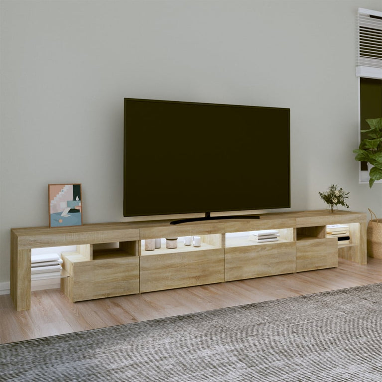 Tv-meubel met LED-verlichting 260x36,5x40cm sonoma eikenkleurig