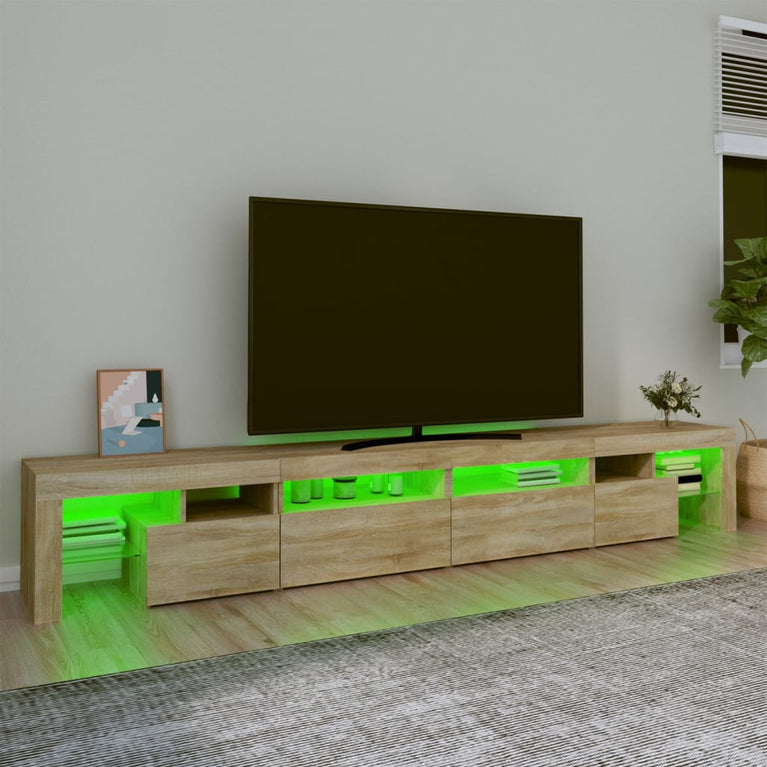 Tv-meubel met LED-verlichting 260x36,5x40cm sonoma eikenkleurig