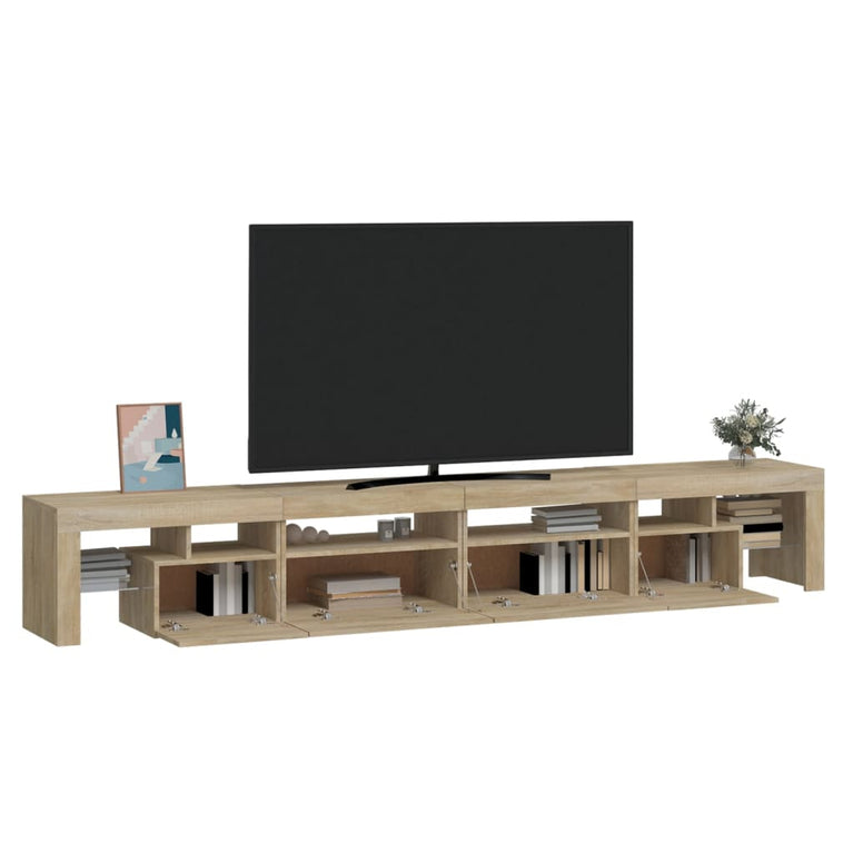 Tv-meubel met LED-verlichting 260x36,5x40cm sonoma eikenkleurig